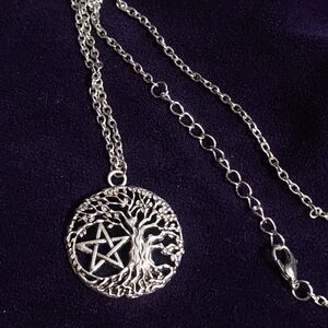 Brand New, Silver Tree of Life Pentacle Pendant Necklace